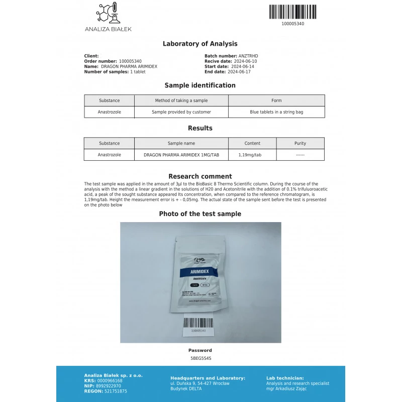 arimidex lab test result