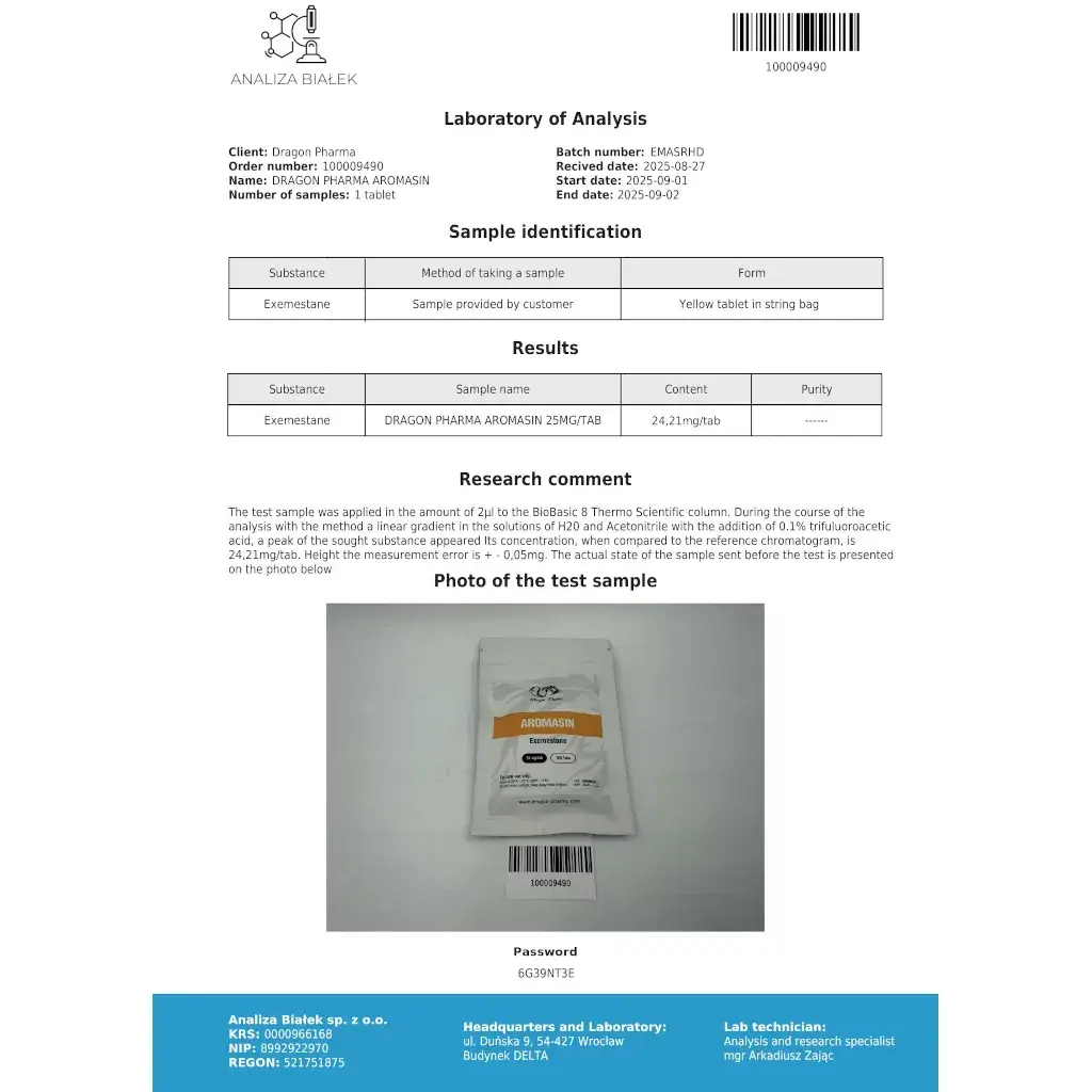 aromasin lab test result