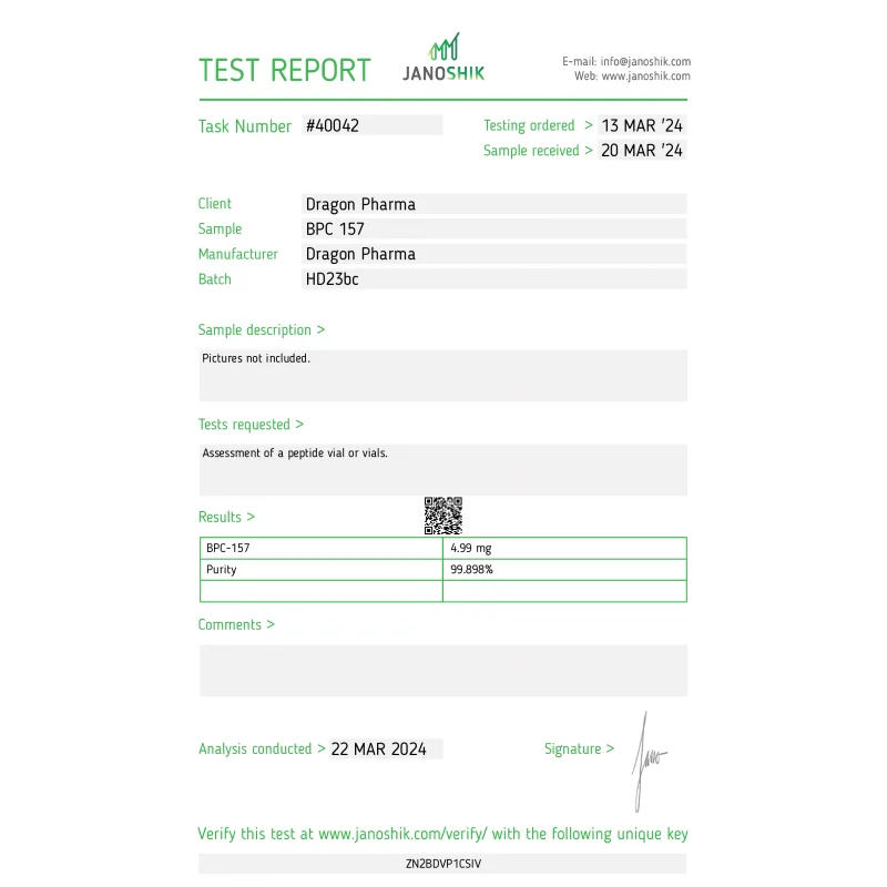 bpc 157 lab test result