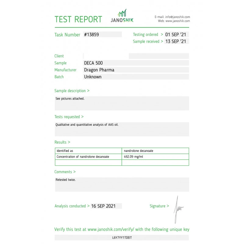 deca 500 lab test result