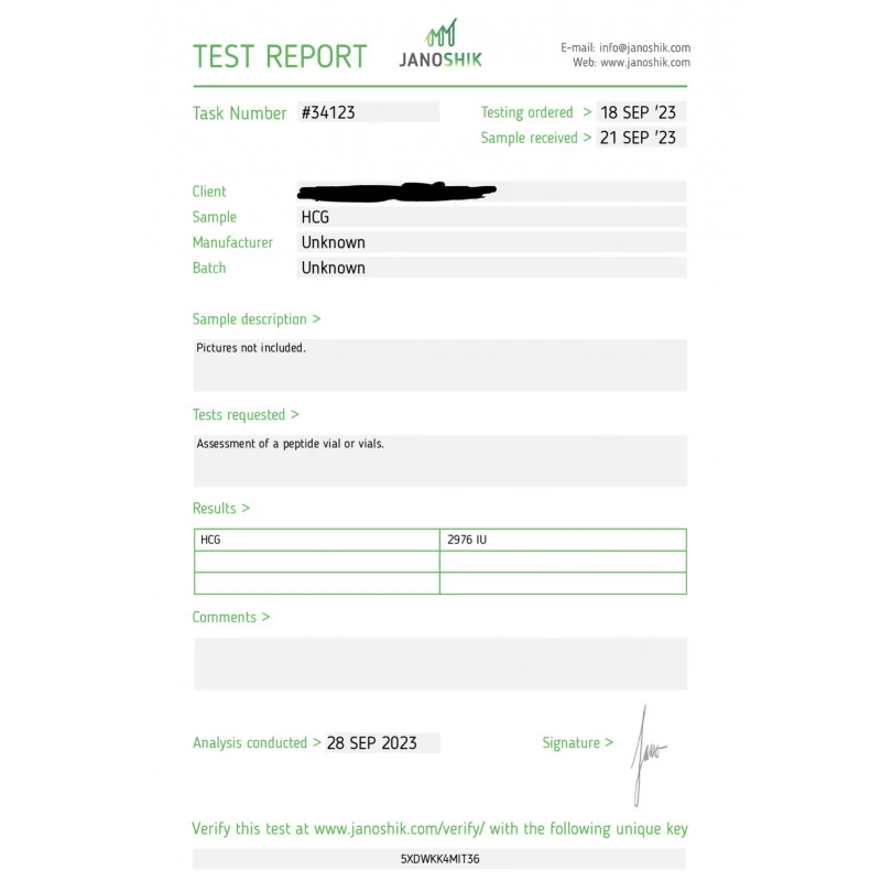 hcg 2500 iu lab test result