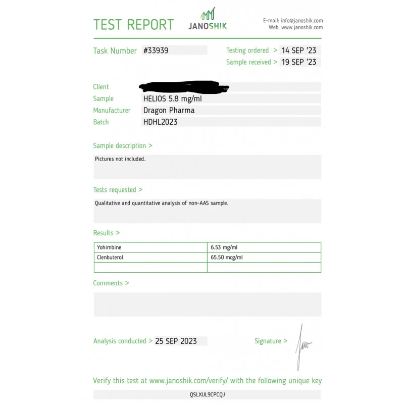 helios lab test result