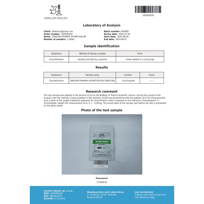 oxymetholon lab test result