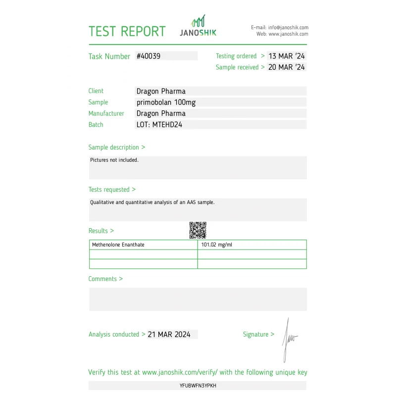 primobolan 100 lab test result