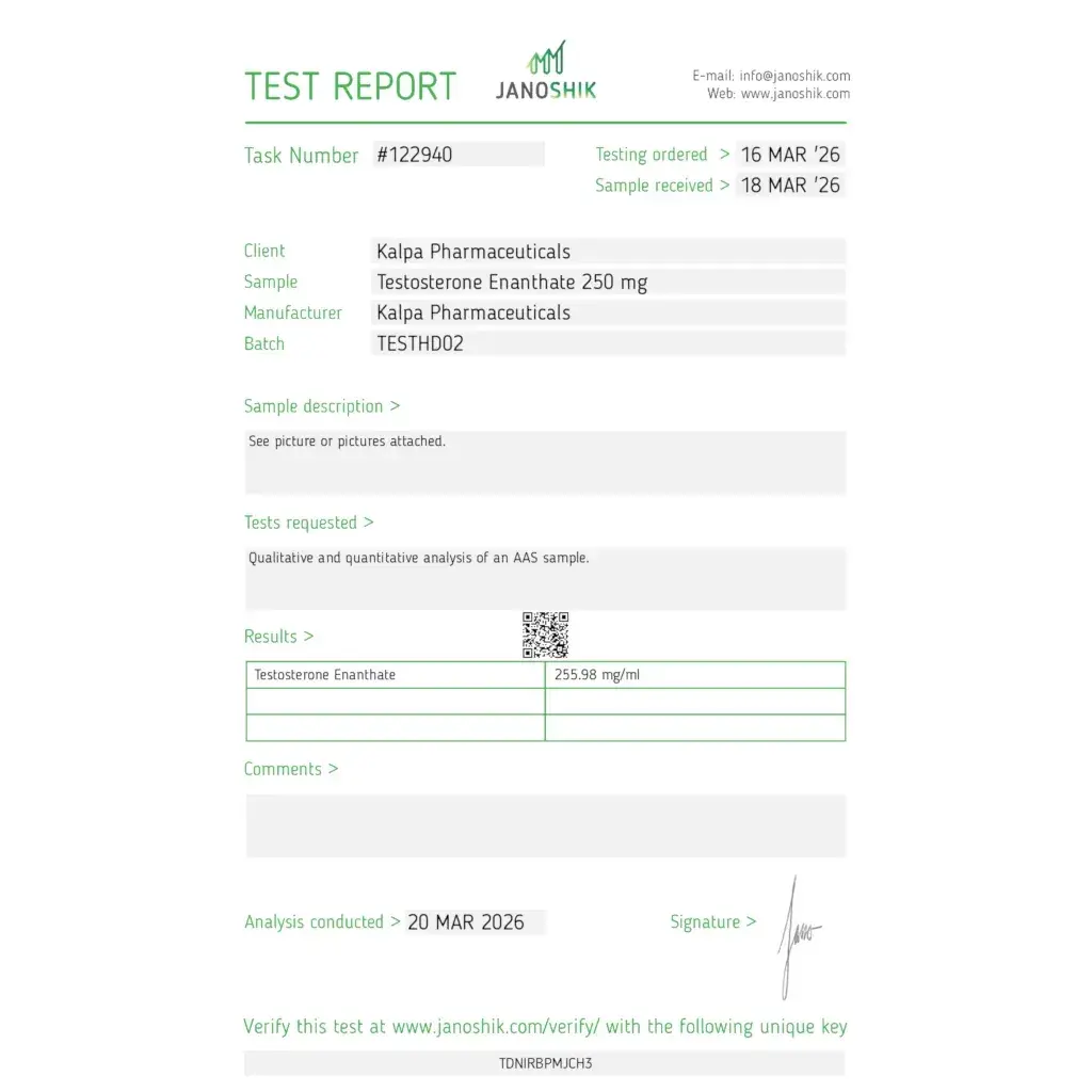 testoxyl enanthate lab test result
