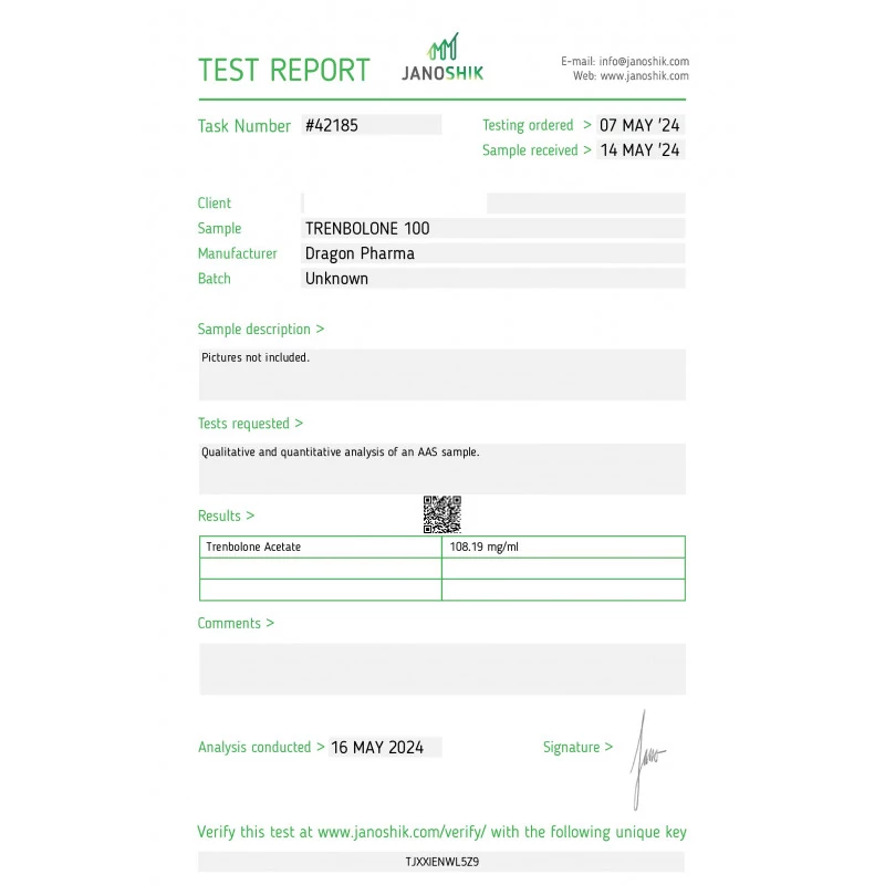 trenbolone 100 lab test result