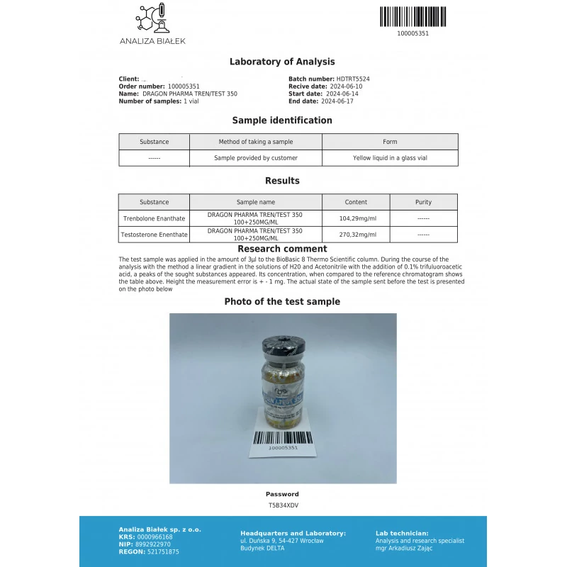 tren/test 350  lab test result