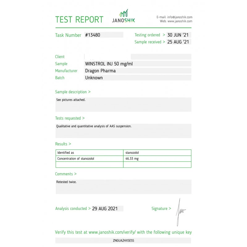 winstrol inj lab test result